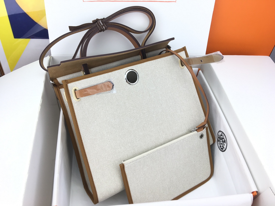 에르메스 에르백31 캔버스 골드브라운 은장